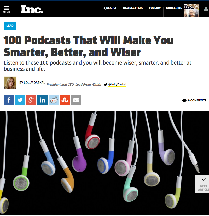 Defining Success Podcast featured in INC Magazine